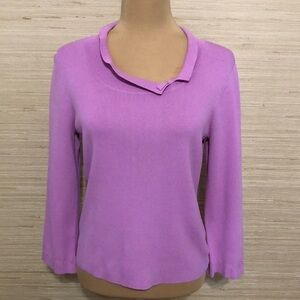 Sigrid Olsen Knit Collared Long Sleeve Top Size Medium